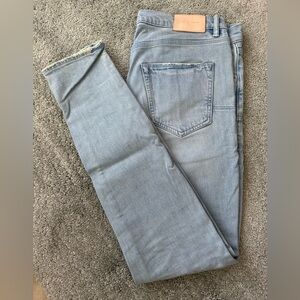 PURPLE BRAND P001 SKINNY FIT JEANS - SIZE 33 IN WAIST -INSEAM 32.5 IN- 80s BLUE